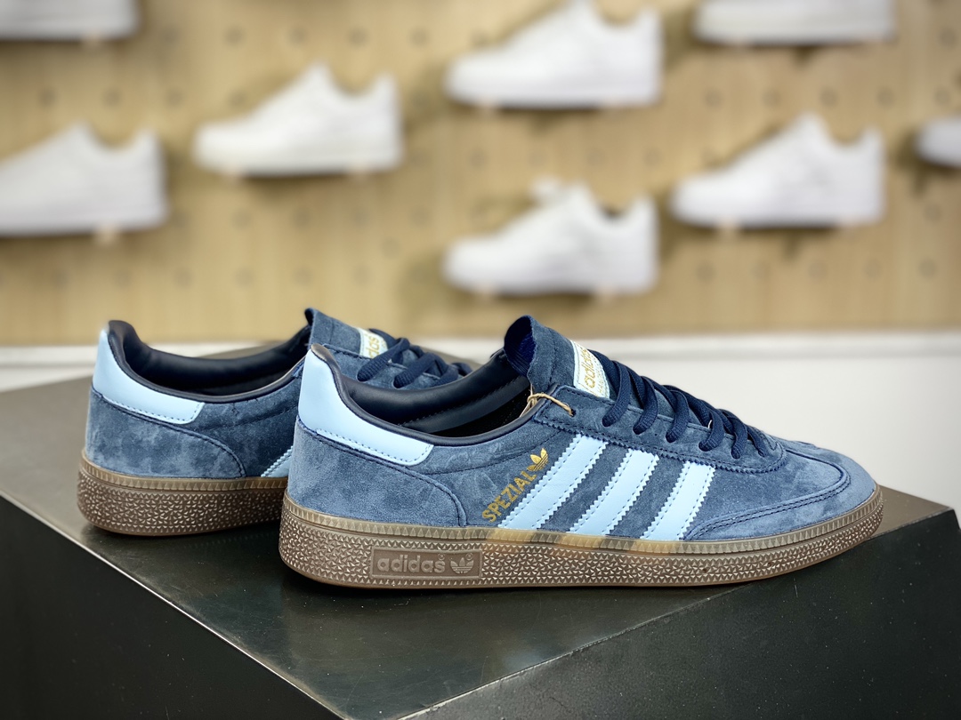 160 阿迪达斯Adidas Originals Handball SPZL 手球板鞋“麂皮藏蓝浅蓝LOGO焦糖底”BD7633