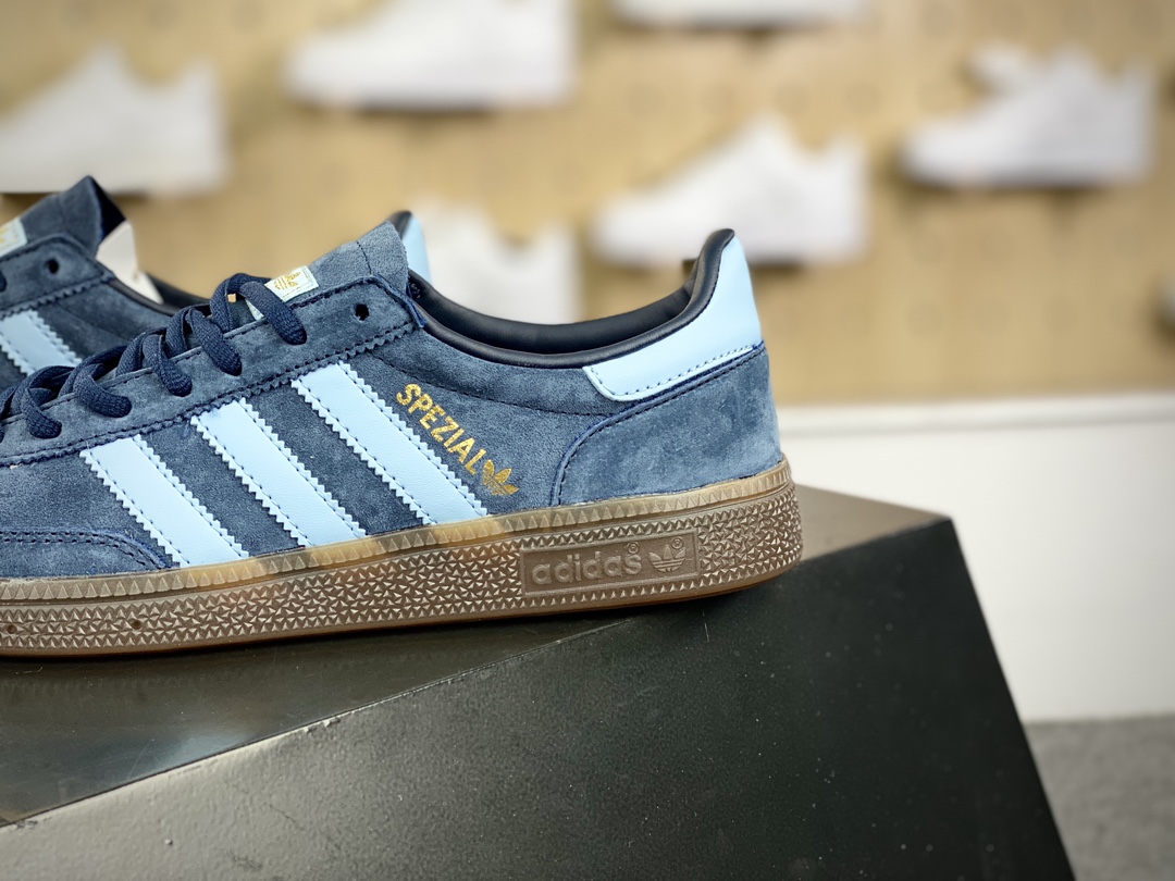 Adidas Originals Handball SPZL Handball Shoes ”Suede Navy Blue Light Blue LOGO Caramel Bottom” BD7633