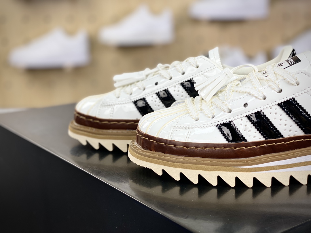 220 CLOT x Adidas Originals Superstar"White Black"贝壳头运动鞋“联名白黑流苏”IH3132