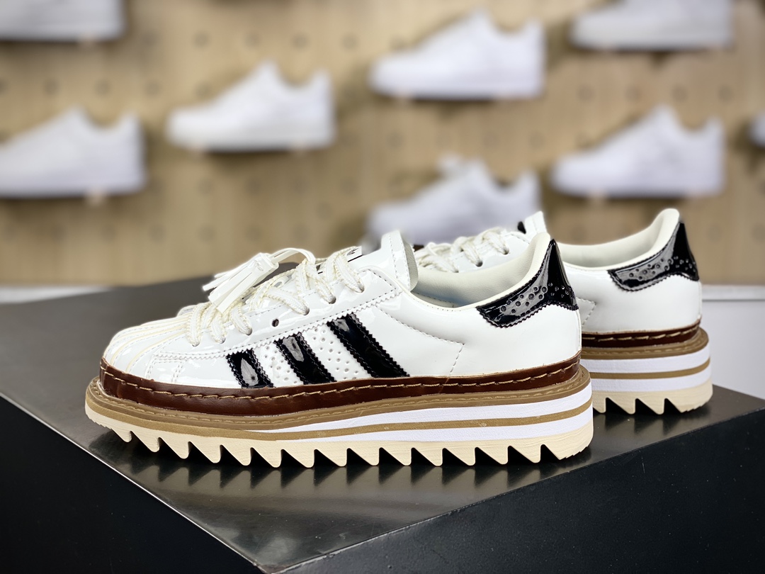 220 CLOT x Adidas Originals Superstar"White Black"贝壳头运动鞋“联名白黑流苏”IH3132