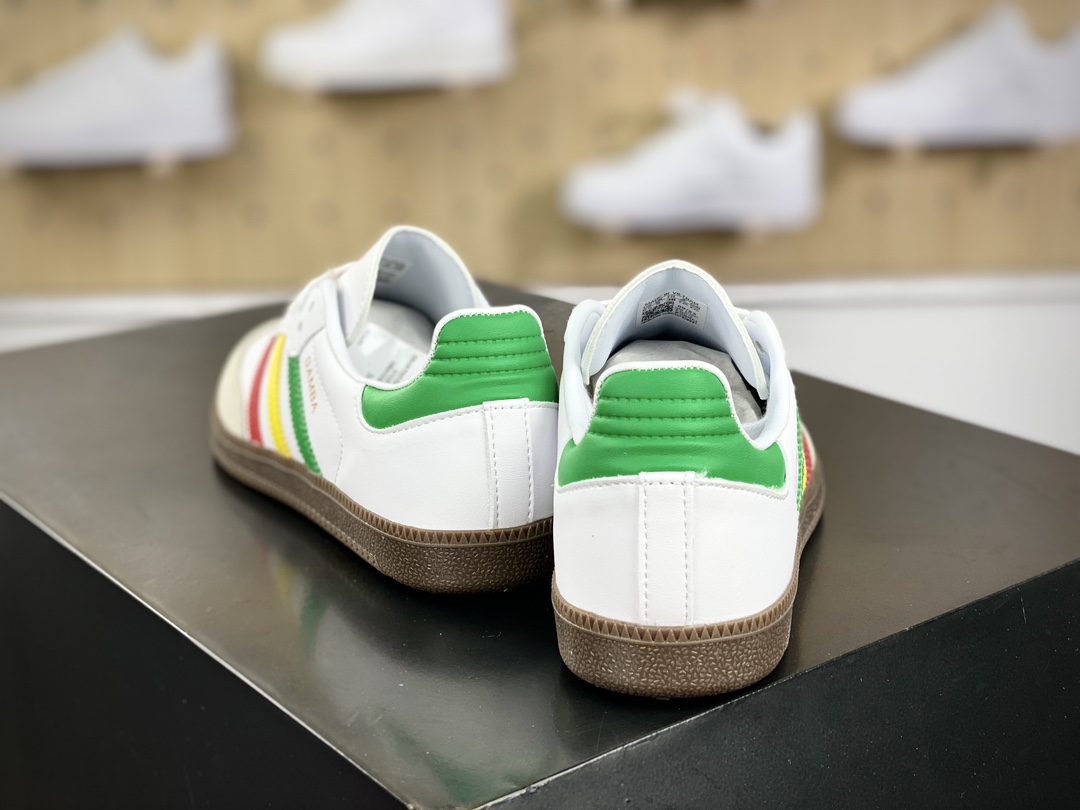 140 三叶草Adidas Originals Samba Vegan OG桑巴舞系列绅士板鞋“白浅灰大学红生胶底”IG1025