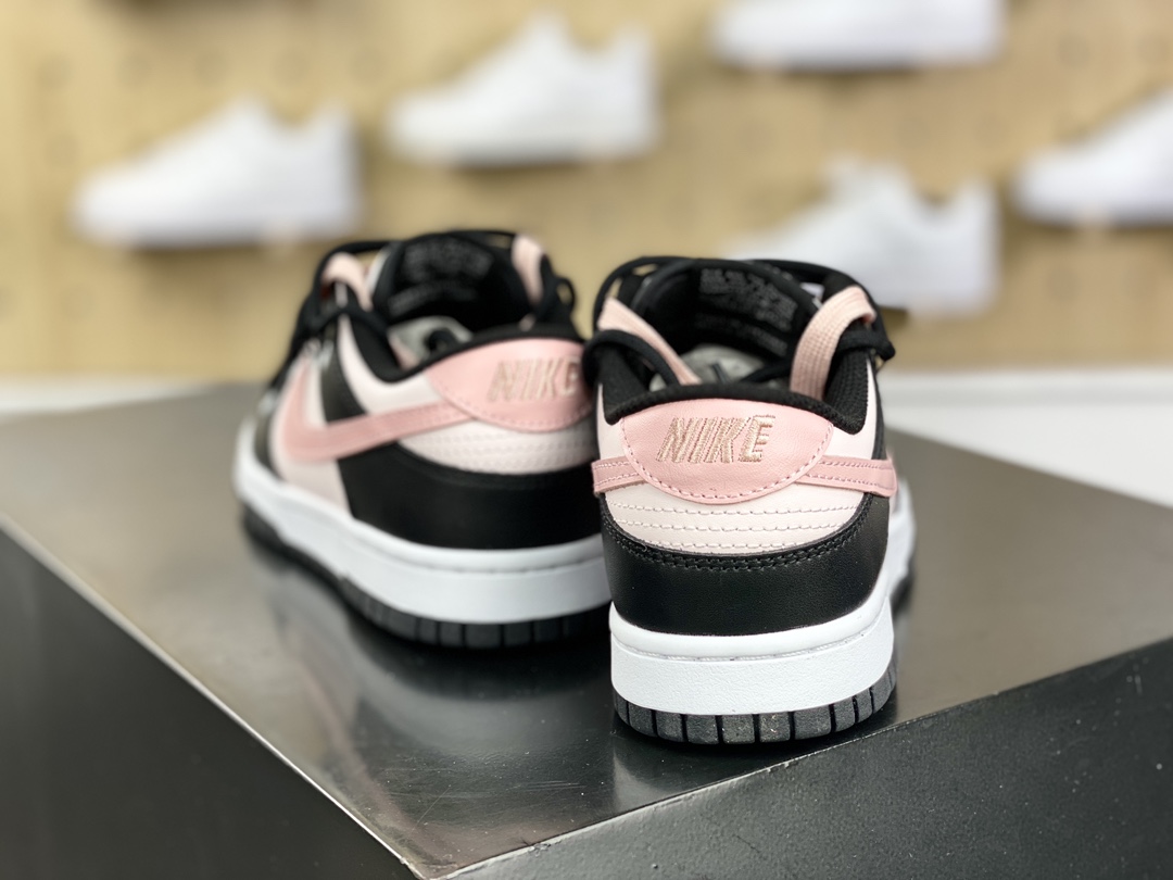 220 耐克Nike SB Dunk Low GS"Black/Pink"扣篮系列低帮板鞋“皮革黑樱花浅粉绑绳”CW1590-100