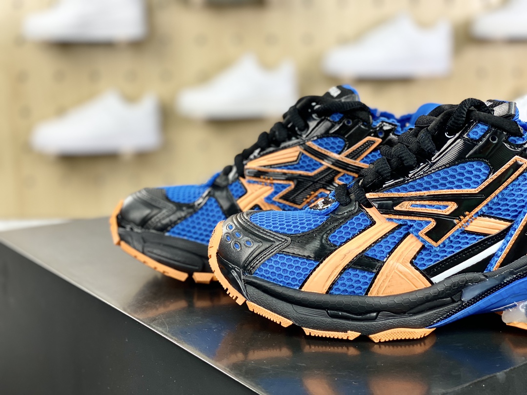 480 高奢品牌-巴黎世家BALENCIAGA Runner Sneaker”Black/Blue/Orange”慢跑鞋“解构破坏黑蓝橙做旧”677402 W3RB3 4719