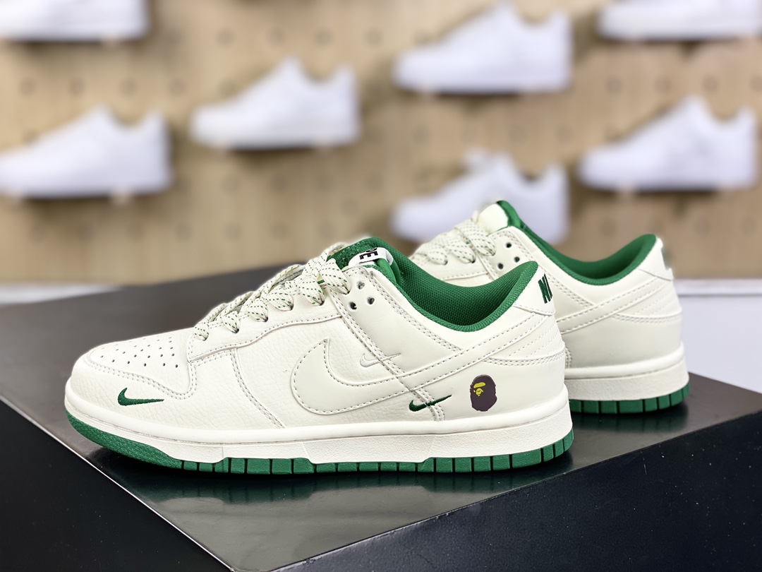 280 Bape x Nike SB Dunk Low"Bape"扣篮系列低帮休闲运动滑板板鞋“皮革米白人头白绿四钩”XD6188-026