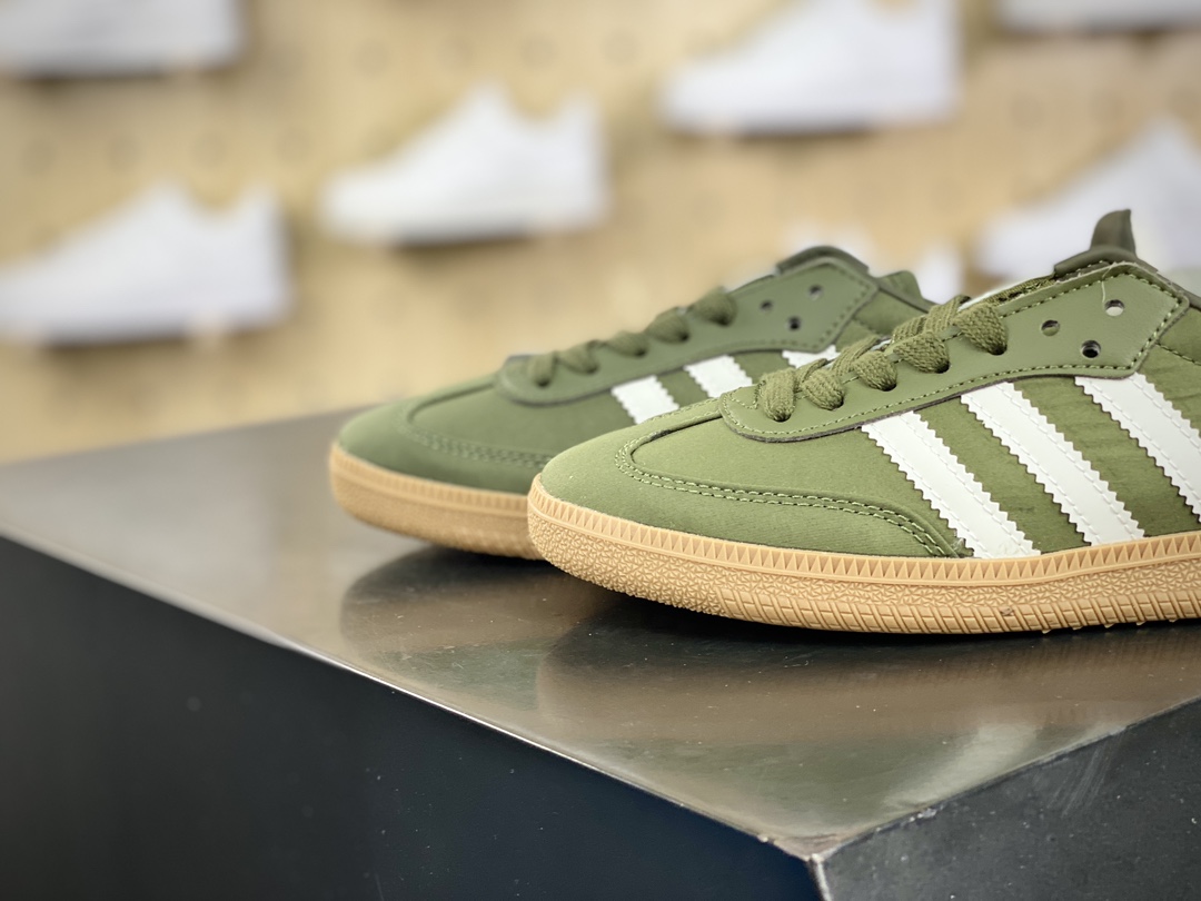 200 三叶草Adidas Originals Samba OG"Reflective Nylon Pack"桑巴舞板鞋“尼龙蓝军绿白生胶底”IE3440