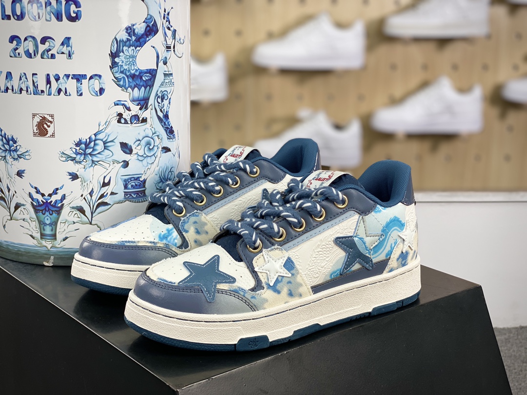 280 Kaalixto Classic Sneaker”STAR”系列低帮休闲滑板板鞋“龙年限定白兰牛仔星星鞋”KSH220511