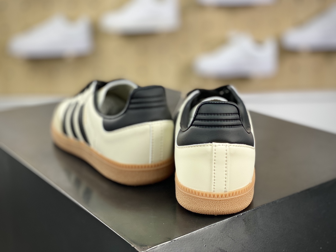 200 三叶草Adidas Originals Samba OG 桑巴舞系列绅士板鞋“皮革奶白黑生胶底”ID0478