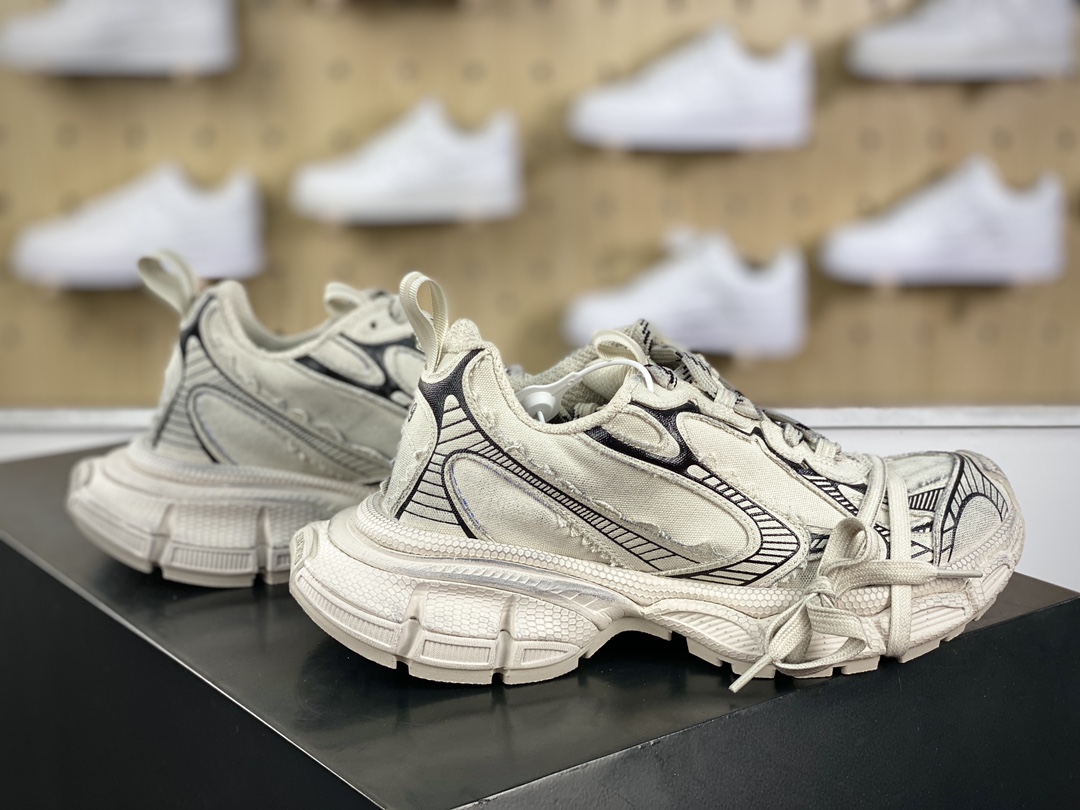 400 巴黎世家BALENCIAGA 3XL Sneakers 3+系列低帮复古慢跑鞋“网织做旧米灰”734731 W3XL5 4095