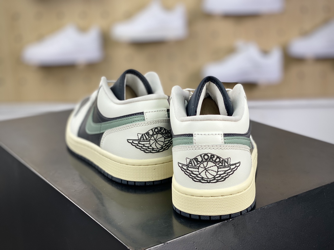 Nike Air Jordan 1 Low GS”Anthracite/Jade Smoke” AJ1 Jordan 1 Low-top basketball shoes ”Black, White and Green” DC0774-001