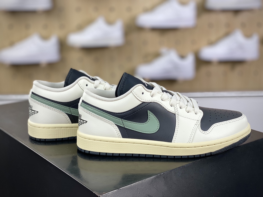 Nike Air Jordan 1 Low GS”Anthracite/Jade Smoke” AJ1 Jordan 1 Low-top basketball shoes ”Black, White and Green” DC0774-001