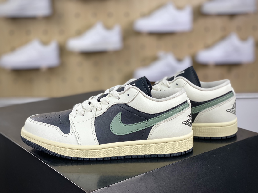 Nike Air Jordan 1 Low GS”Anthracite/Jade Smoke” AJ1 Jordan 1 Low-top basketball shoes ”Black, White and Green” DC0774-001