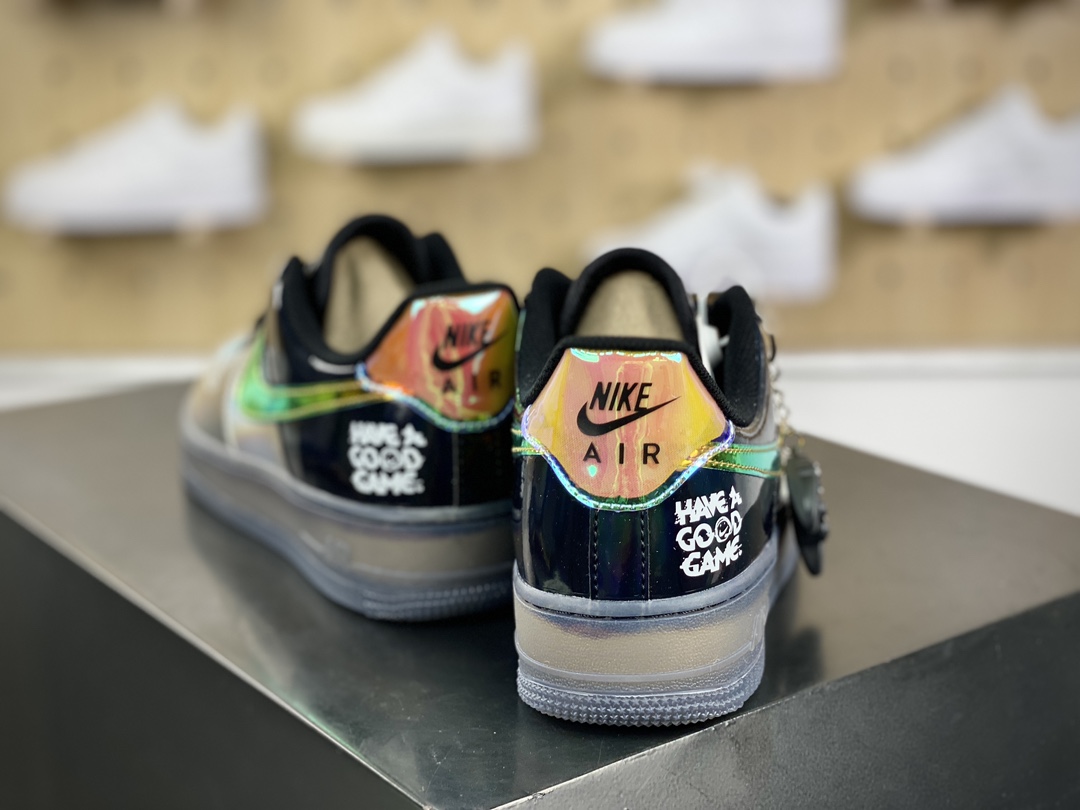 260 耐克Nike Air Force 1’07 Low SE"Just Do It 'Tie Dye Swoosh"空军一号板鞋“皮革镭射炫彩黑绿”XL2402-222