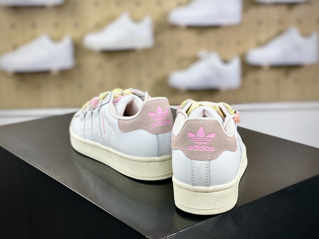 220 三叶草Adidas Originals Superstar”Cream White Pink”经典板鞋“皮革白粉马卡龙鞋饰”IF1802