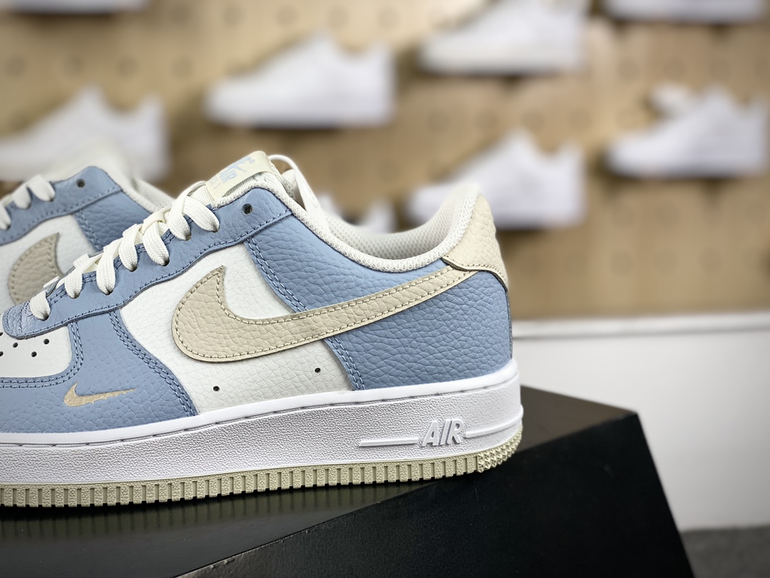 200 Nike Air Force 1’07 Low"Light Armory Blue"空军一号系列板鞋“皮革白浅蓝灰小钩”HF0022-400