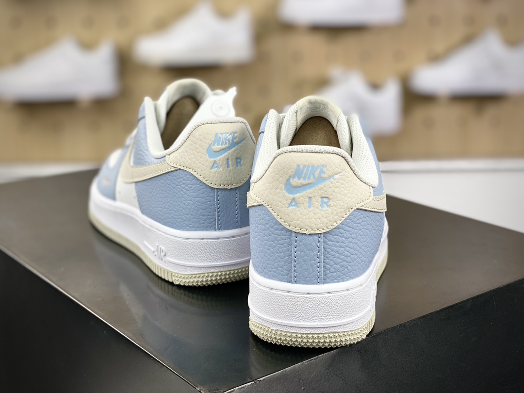 200 Nike Air Force 1’07 Low"Light Armory Blue"空军一号系列板鞋“皮革白浅蓝灰小钩”HF0022-400