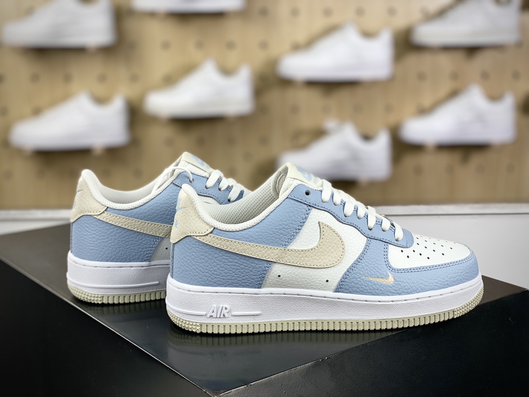 200 Nike Air Force 1’07 Low"Light Armory Blue"空军一号系列板鞋“皮革白浅蓝灰小钩”HF0022-400