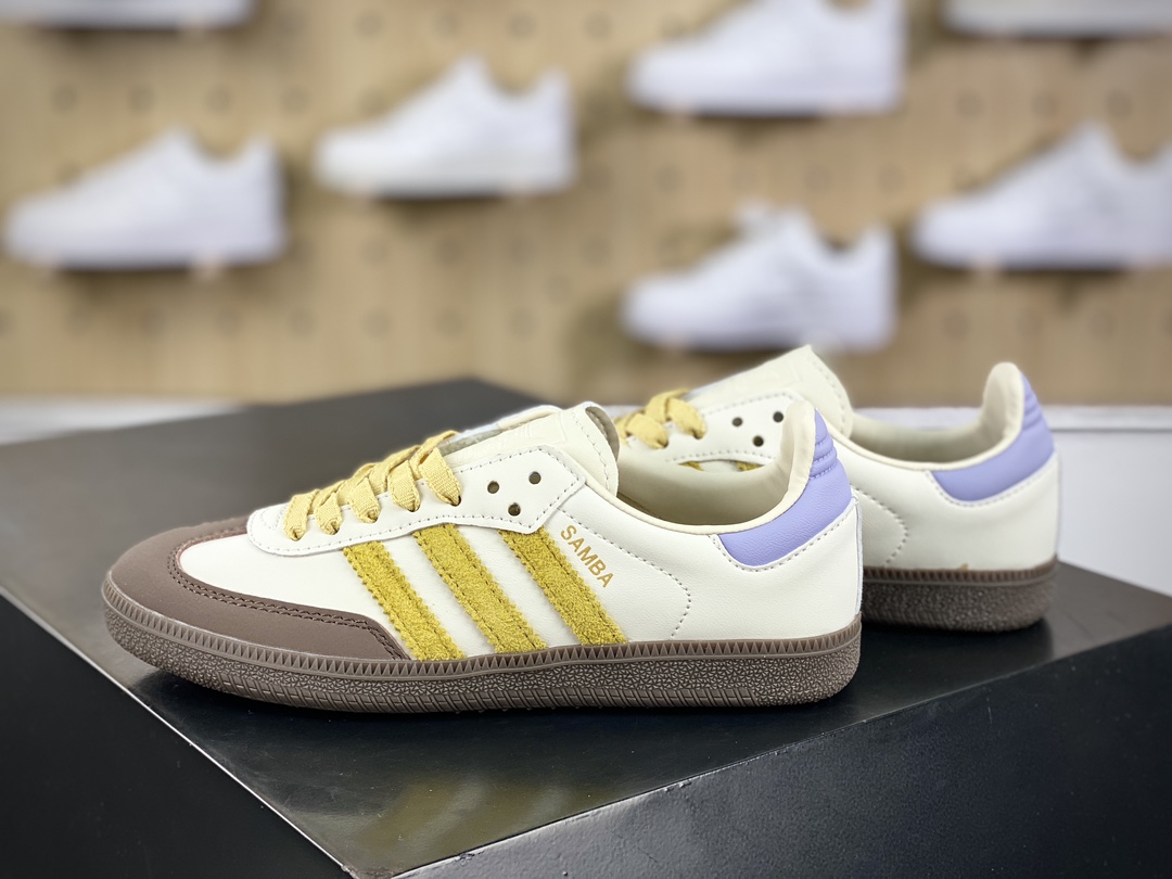 200 Adidas Originals Wmns Samba OG"Off White Oat"桑巴舞板鞋“香蕉米黄紫巧克力咖啡底”IE0875