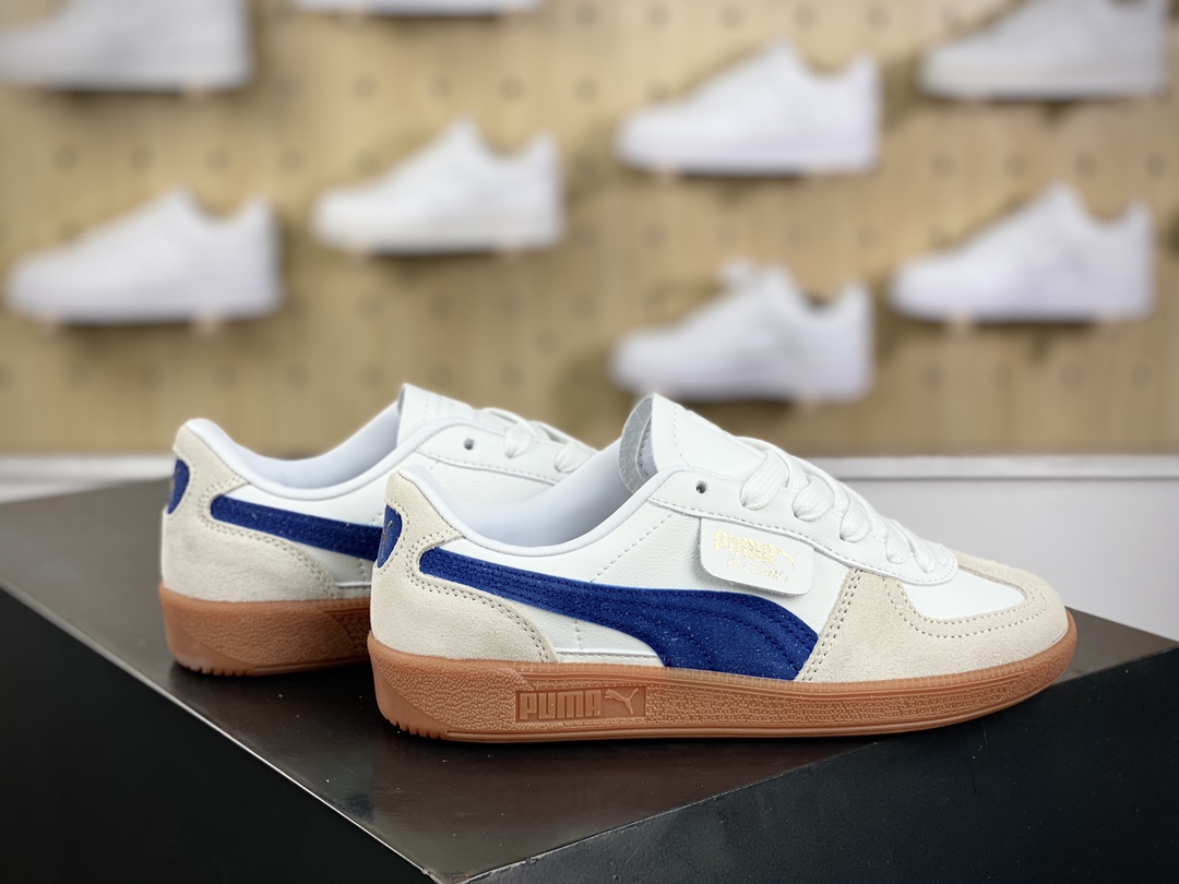 140 彪马PUMA Palermo Leather 巴勒莫系列低帮板鞋“皮革白浅灰蓝焦糖底”396464-05