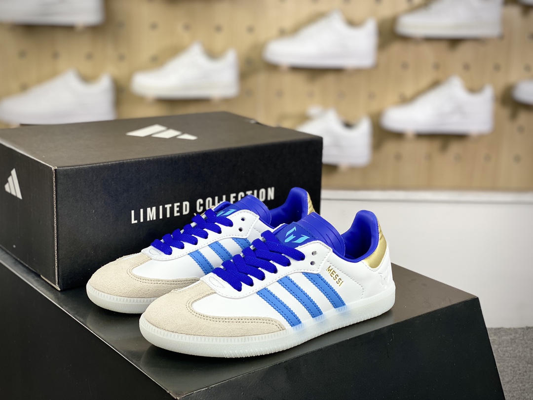 160 阿迪达斯/三叶草Adidas Originals Samba OG桑巴舞板鞋“白蓝”ID3550