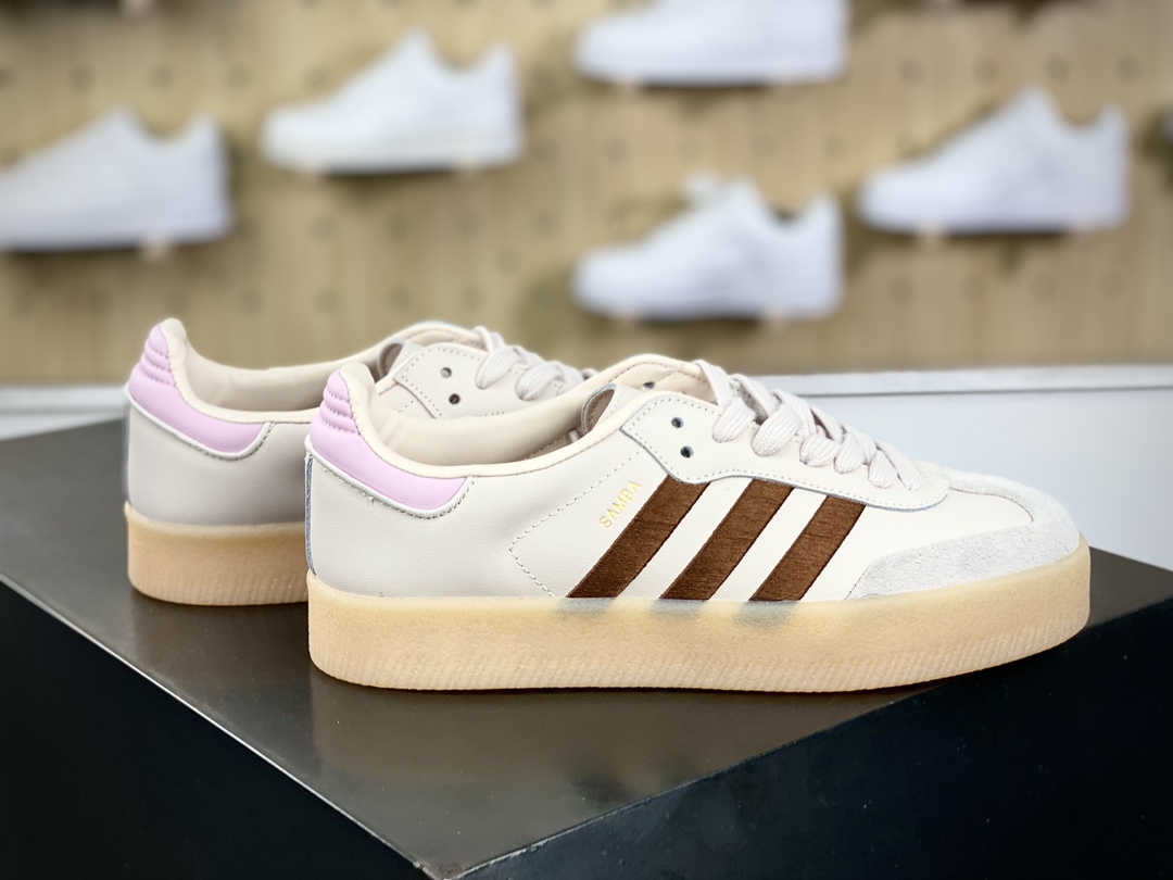 180 阿迪达斯Adidas Samba 2.0 XLG”Pink/Brown”桑巴舞板鞋“藕粉棕生胶底”ID3737