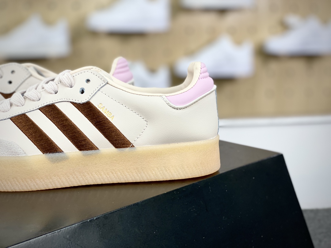 180 阿迪达斯Adidas Samba 2.0 XLG”Pink/Brown”桑巴舞板鞋“藕粉棕生胶底”ID3737