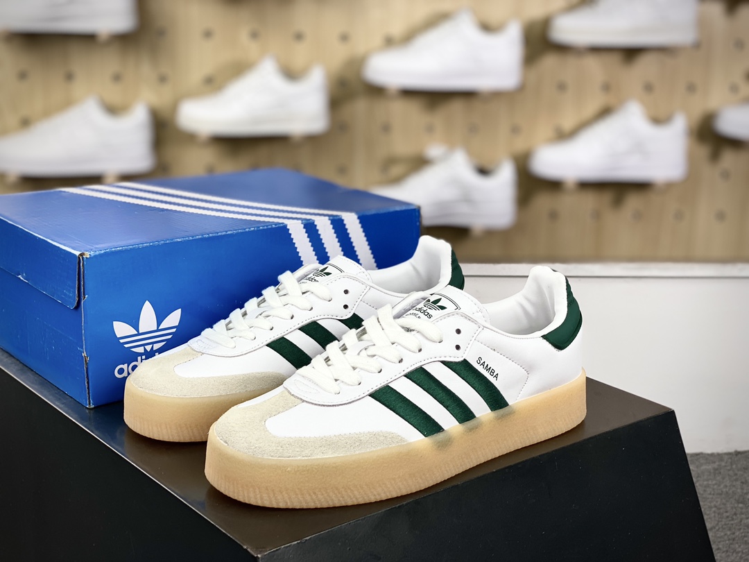 180 阿迪达斯Adidas Samba XLG”White Green”桑巴舞板鞋“白深绿生胶底”ID0440