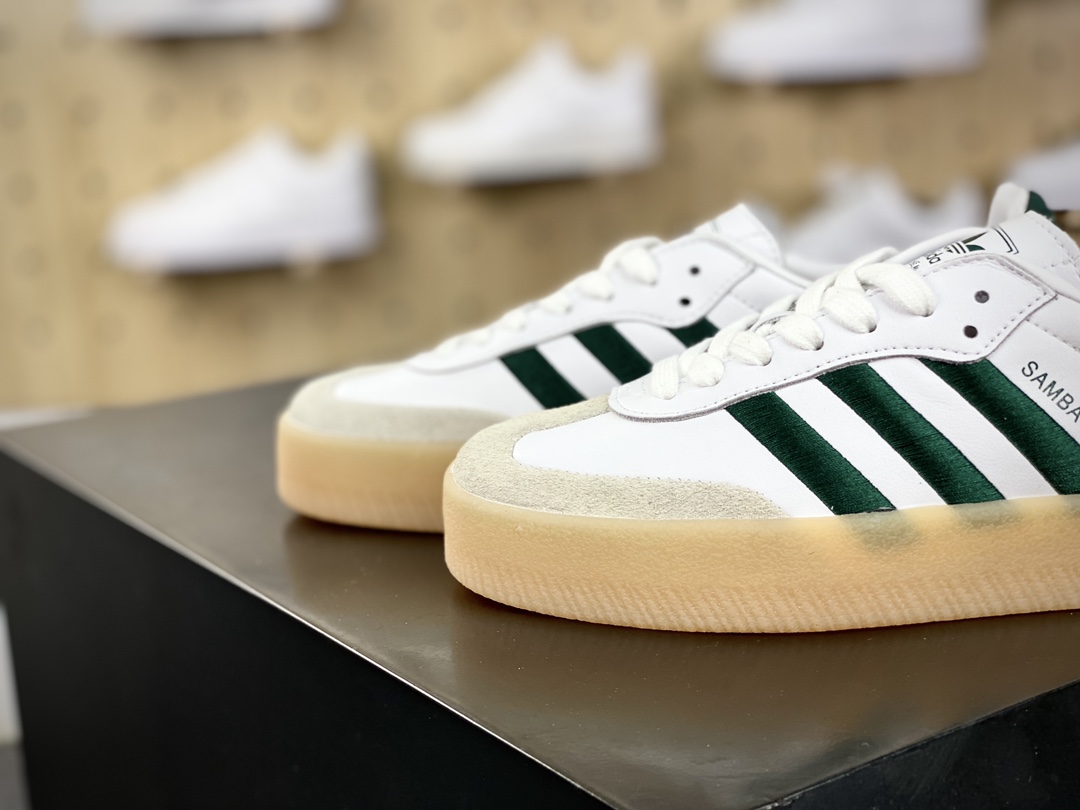 180 阿迪达斯Adidas Samba XLG"White Green"桑巴舞板鞋“白深绿生胶底”ID0440