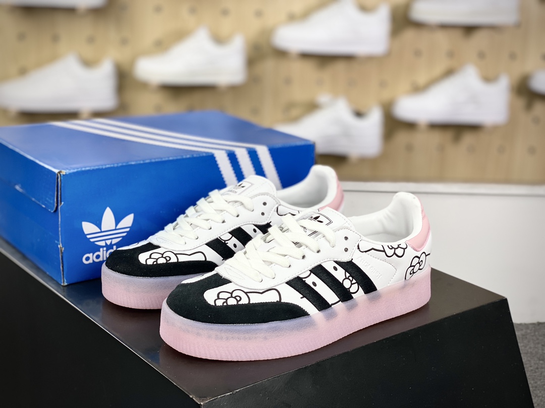 180 Adidas Samba 2.0 XLG”Hello Kitty And Friends”桑巴舞板鞋“联名白黑浅凯蒂猫”ID8168