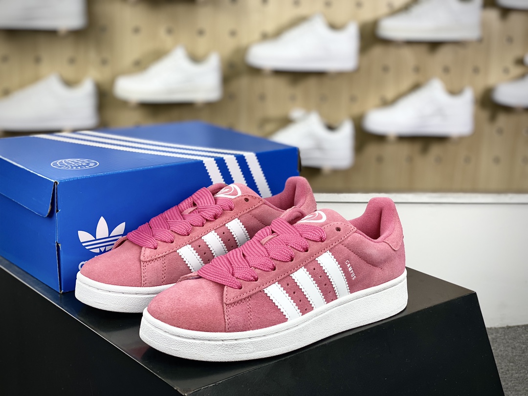 180 阿迪达斯Adidas Originals Campus 00s 学院系列面包风经典复古低帮板鞋“翻毛玫粉白”ID7028