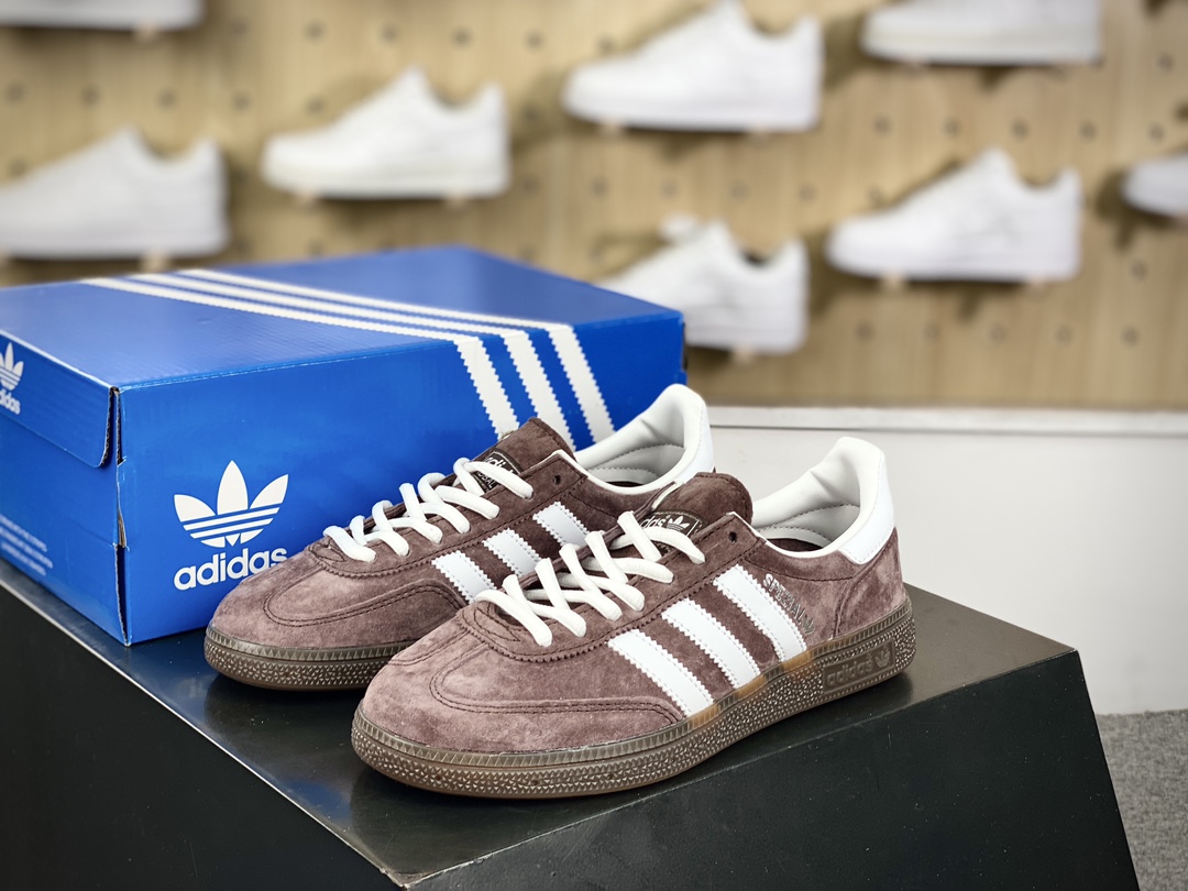 160 阿迪达斯Adidas Originals Handball SPZL 手球运动员板鞋“麂皮咖啡深棕米白LOGO”IF8914