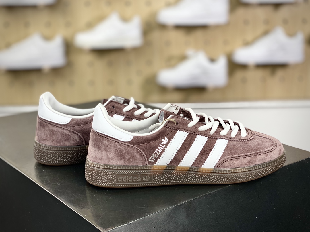 160 阿迪达斯Adidas Originals Handball SPZL 手球运动员板鞋“麂皮咖啡深棕米白LOGO”IF8914