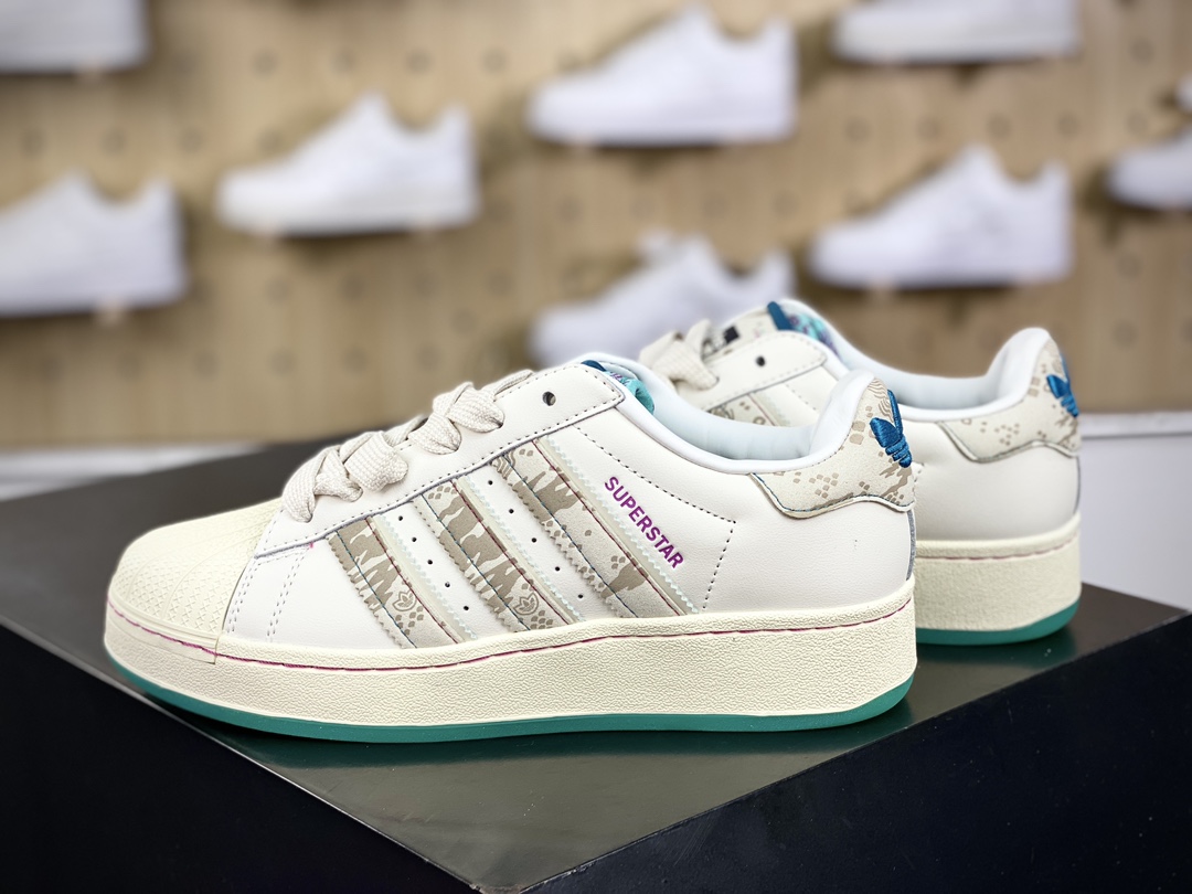 220  Adidas Originals Superstar XLG"Chinese New Year"贝壳头板鞋“米白绿龙年”ID1140