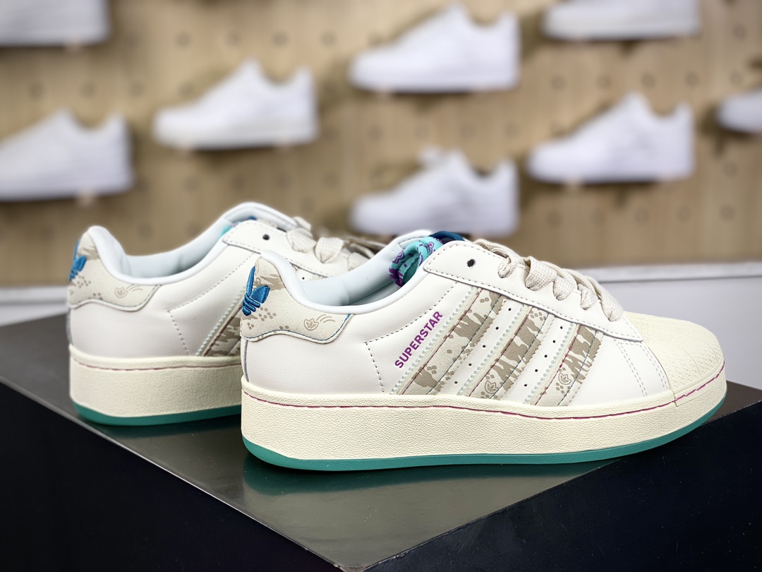 220  Adidas Originals Superstar XLG"Chinese New Year"贝壳头板鞋“米白绿龙年”ID1140