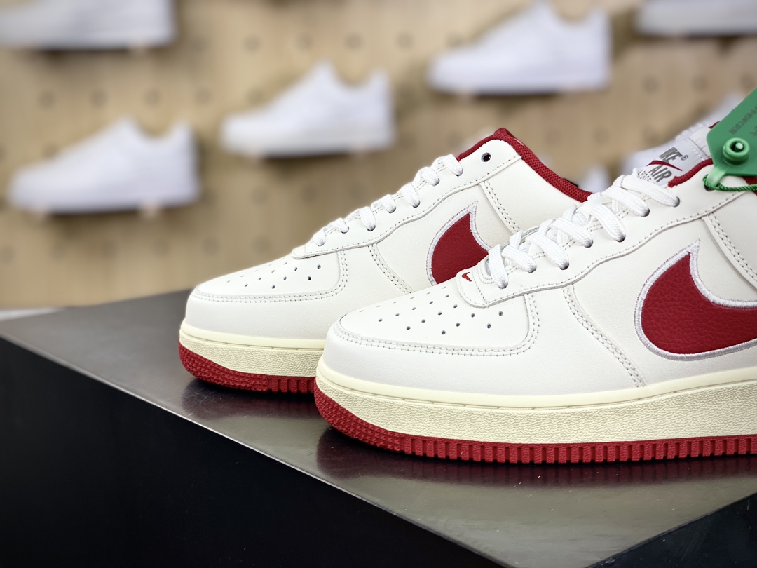 200 耐克Nike Air Force 1’07 Low”White University Red”空军一号板鞋“皮革白大学红电绣钩子”FV0392-101