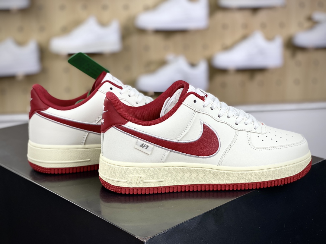 200 耐克Nike Air Force 1’07 Low”White University Red”空军一号板鞋“皮革白大学红电绣钩子”FV0392-101