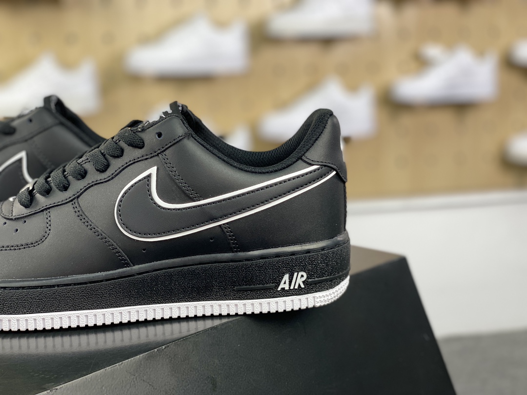 160 Nike Air Force 1’07 Low”Black/White/Overlay Swoosh”空军一号运动板鞋“皮革黑白叠钩”DV0788-002