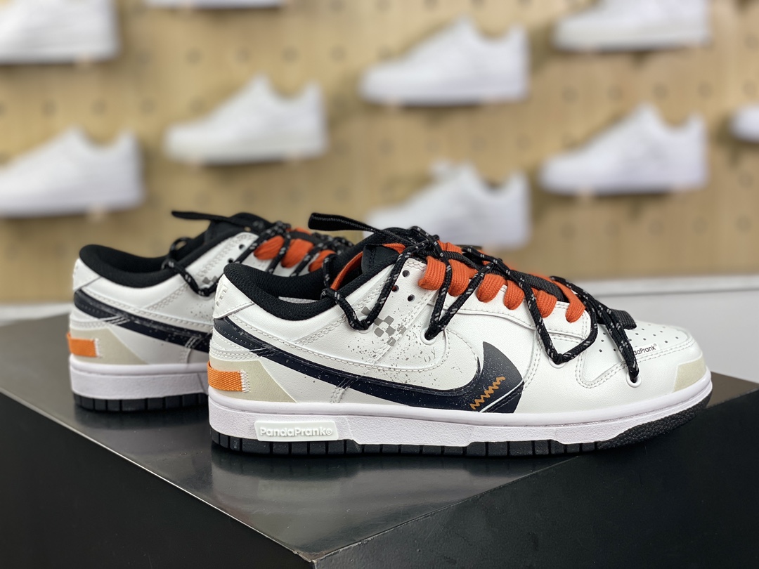 300 耐克Nike SB Dunk Low Lot"Snow Racing"扣篮系列低帮板鞋“白黑橙雪林竞速绑绳”DH9785-104