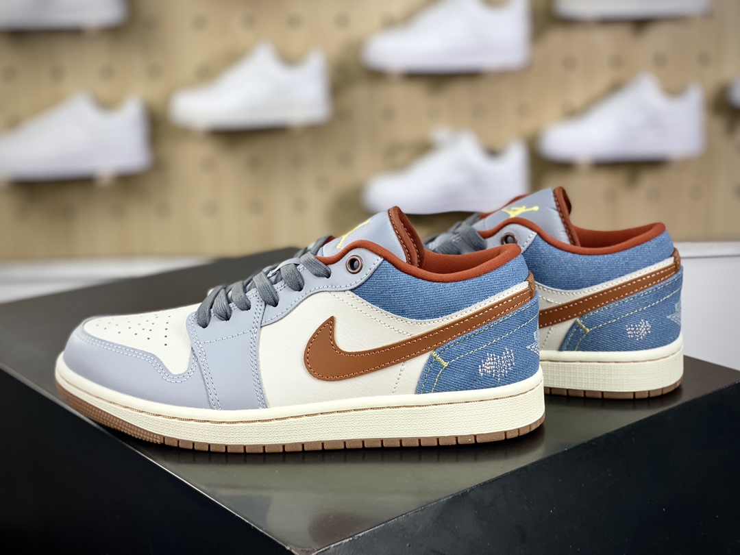 220 Nike Air Jordan 1 Low SE"Phantom Denim Swoosh"AJ1乔丹一代篮球鞋“灰棕牛仔蓝情人节”FZ5045-091