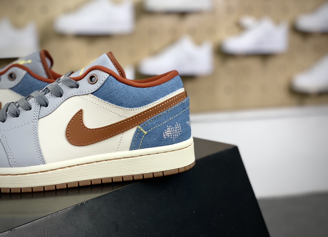 220 Nike Air Jordan 1 Low SE"Phantom Denim Swoosh"AJ1乔丹一代篮球鞋“灰棕牛仔蓝情人节”FZ5045-091