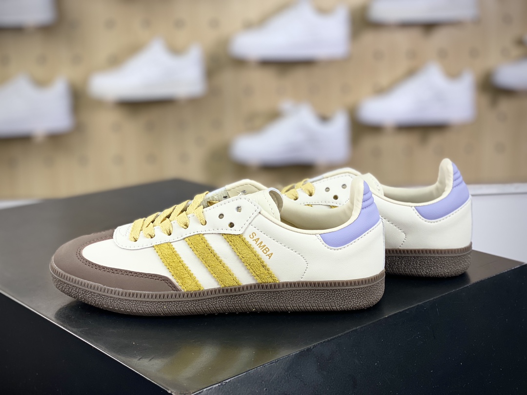 200 Adidas Originals Wmns Samba OG"Off White Oat"桑巴舞板鞋“香蕉米黄紫巧克力咖啡底”IE0875