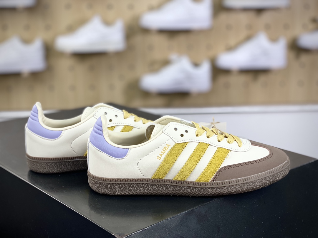 200 Adidas Originals Wmns Samba OG"Off White Oat"桑巴舞板鞋“香蕉米黄紫巧克力咖啡底”IE0875