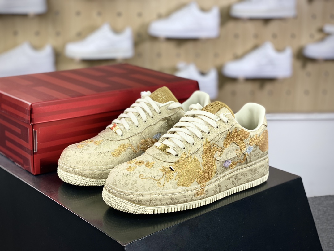 400 耐克Nike Air Force 1’07 Low”XIXI”空军一号低帮经典板鞋“囍庆龙凤呈祥黄金情人节”HJ4285-777