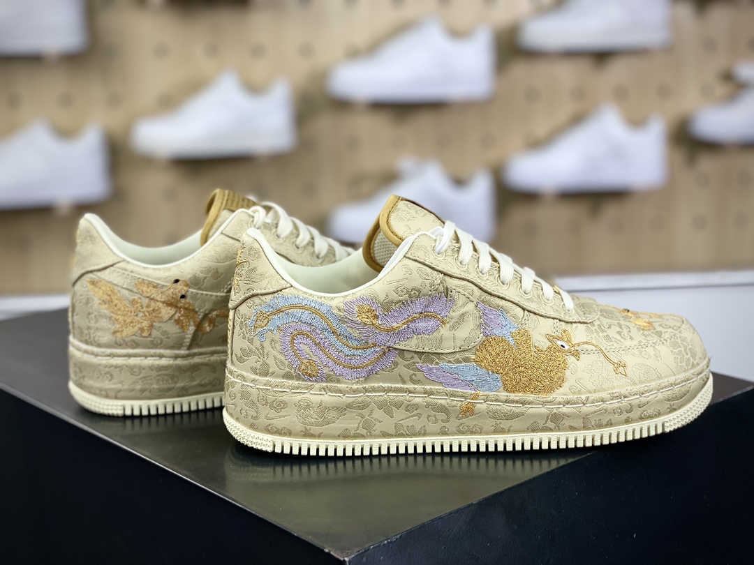 400 耐克Nike Air Force 1'07 Low”XIXI”空军一号低帮经典板鞋“囍庆龙凤呈祥黄金情人节”HJ4285-777