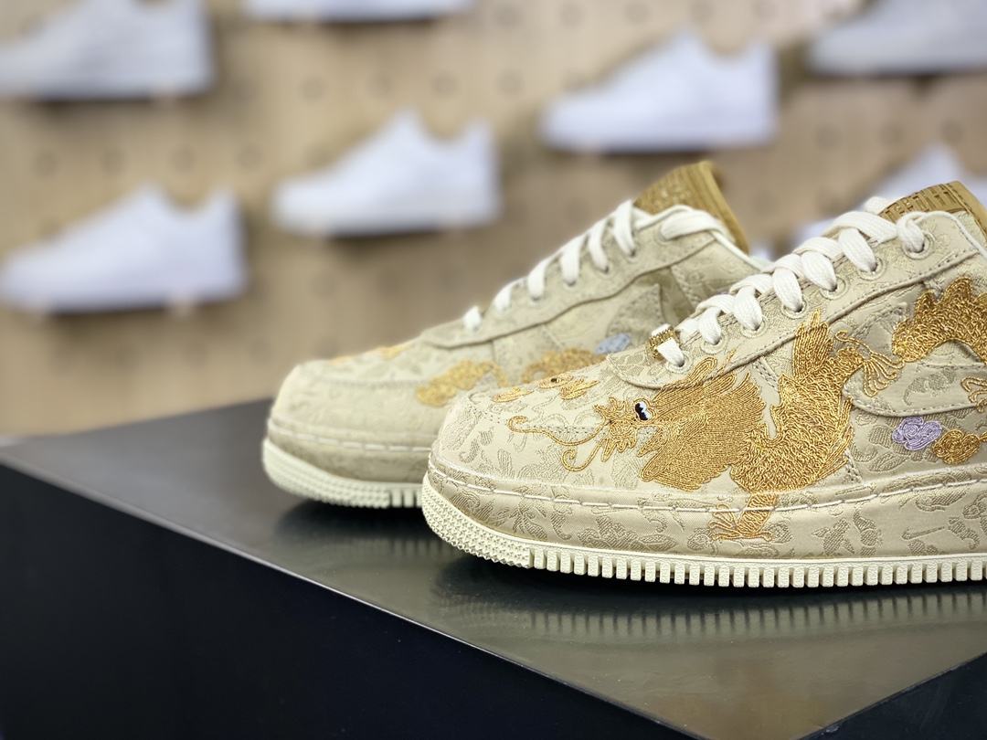 400 耐克Nike Air Force 1'07 Low”XIXI”空军一号低帮经典板鞋“囍庆龙凤呈祥黄金情人节”HJ4285-777