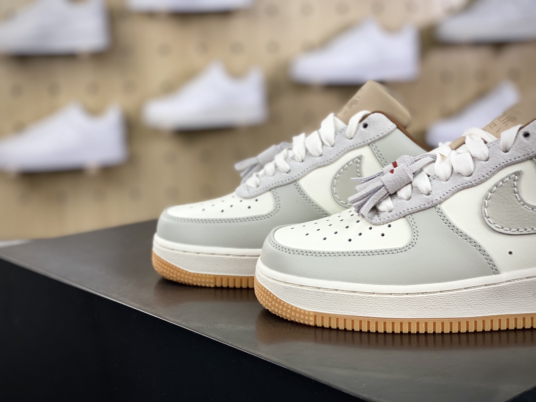 220 Nike Air Force 1’07 Low”Tassels Light Bone”空军一号系列板鞋“皮革米白卡其红缝线生胶底”HF5697-001