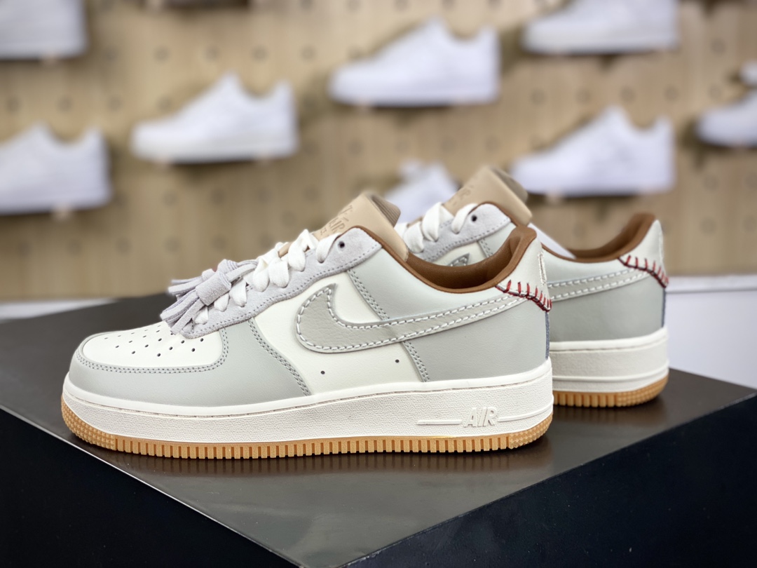 220 Nike Air Force 1’07 Low”Tassels Light Bone”空军一号系列板鞋“皮革米白卡其红缝线生胶底”HF5697-001