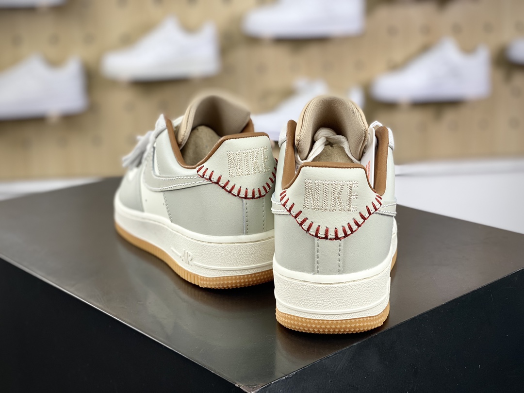 220 Nike Air Force 1’07 Low”Tassels Light Bone”空军一号系列板鞋“皮革米白卡其红缝线生胶底”HF5697-001