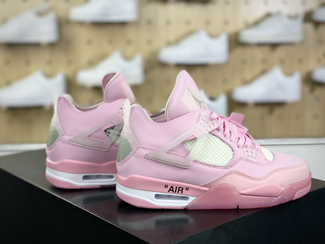 240 Off-White x Nike Air Jordan 4 Retro”Light Blue/Purple”迈克尔·乔丹AJ4代中帮篮球鞋“OW粉色”CV9388-105