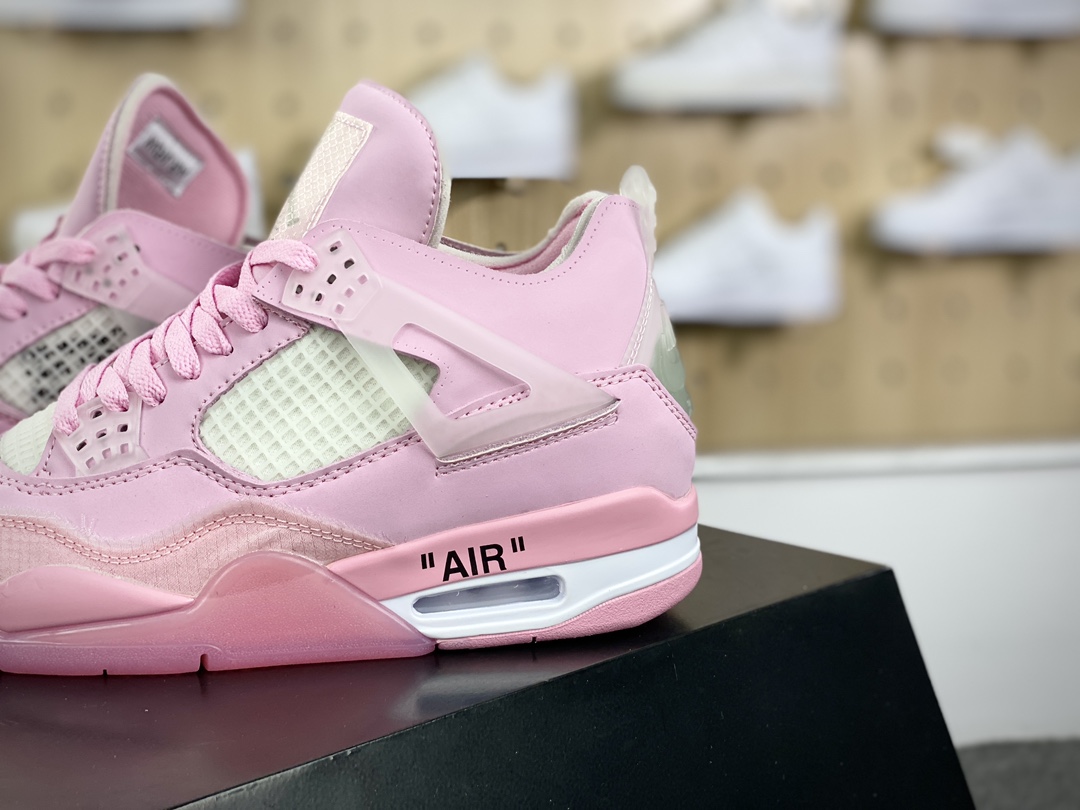 240 Off-White x Nike Air Jordan 4 Retro”Light Blue/Purple”迈克尔·乔丹AJ4代中帮篮球鞋“OW粉色”CV9388-105