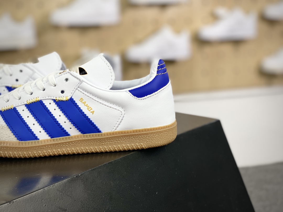 220 阿迪达斯/三叶草Adidas Originals Samba OG"White Semi Lucid Blue"桑巴舞板鞋“白蓝紫大鞋舌焦糖底”IF1813